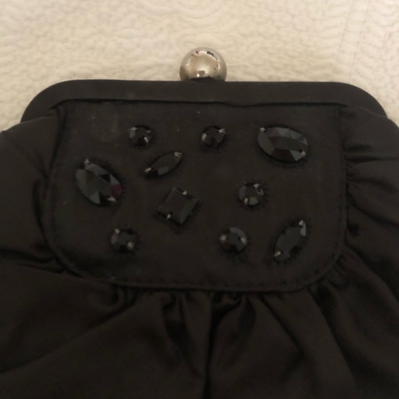 White House Black Market Black Satin Evening Bag - Picture 2 of 6